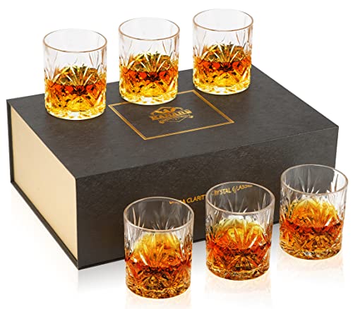 KANARS Whiskey Gläser Set, Bleifrei Kristallgläser, Whisky Glas, Luxuriös Geschenk, 300 ml, 6-Teiliges