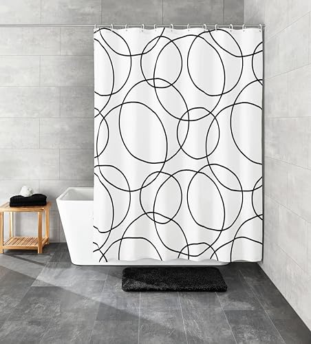 Kleine Wolke Duschvorhang Rings, 180 x 200 cm, schwarz/weiß