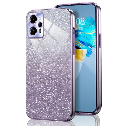 GOGME Glitter Funda para Motorola Moto G23 / G13, Marco Galvanizado TPU Anti-arañazos Brillantina/Transparente Protectora Carcasa. Púrpura
