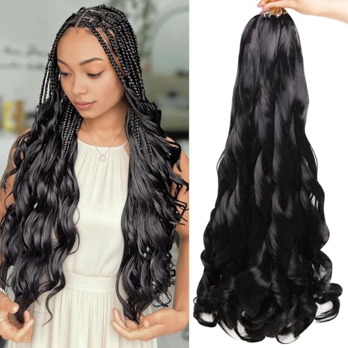 French Curl Braiding Hair 24 Inch 8 Packs Natural Black
