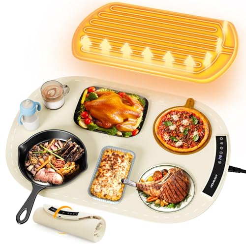 Food Warming Mat, Electric Warming Trays for Buffet & Party Rollable Food Warmers Silicone Heating Mat with 9 Temperature Setting 23.1