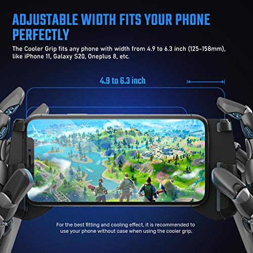 Mobile Game Controller + Active Cooling Fan Phone Radiator Grip, Compatible with iPhone/Android Phone, for PUBGG/Fortnitee/Call of Duty Mobile Games, Cooler Gaming Case Triggers L1R1 Buttons