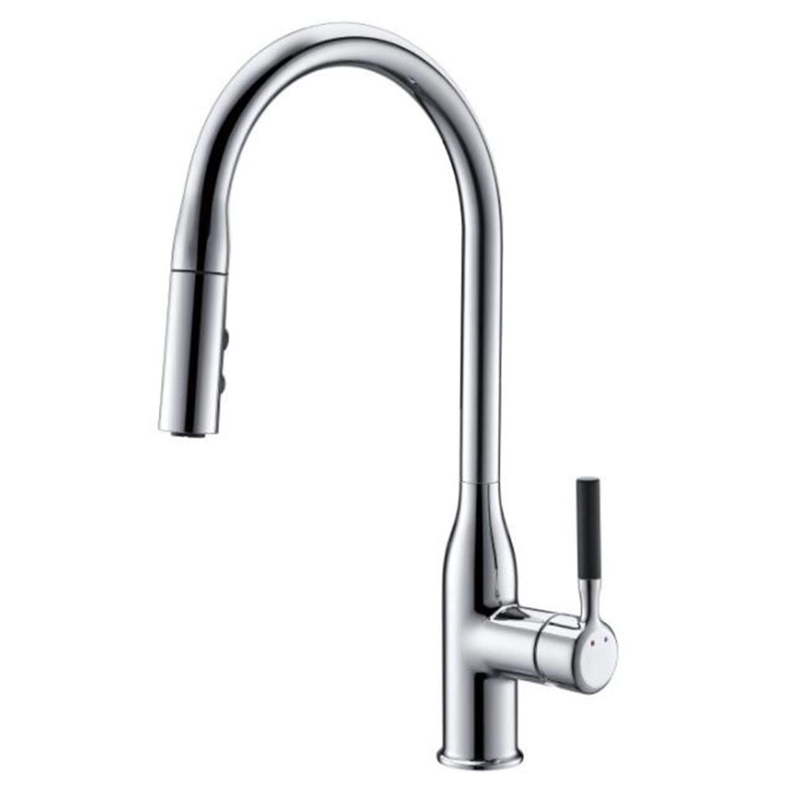 ZYCHSJXA Pull Out Kitchen Mixer Faucet Chrome Hot and Cold Swivel Brass Single Hole Sink