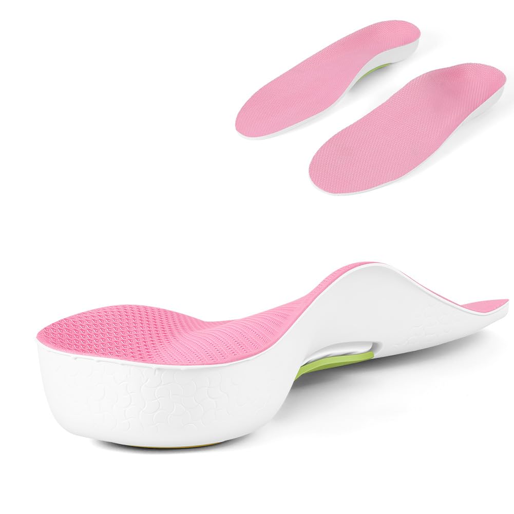OSDUE Plantillas Ortopédicas, Plantillas Para Soporte del Arco Alivio Eficaz de Fascitis Plantar, Espolón Calcáneo, Juanetes, Pies Planos, Dolor De Pies, Para Hombres y Mujeres (Rosa, 37-38)