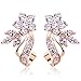 BAMOER Rose Gold Plated Flower Design Multicolor Cubic Zirconia Stud Earrings for Women CZ Jewelry White CZ