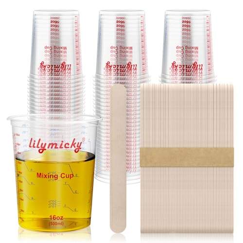Lilymicky 16 oz Plastic Mixing Cups (50 Pack)