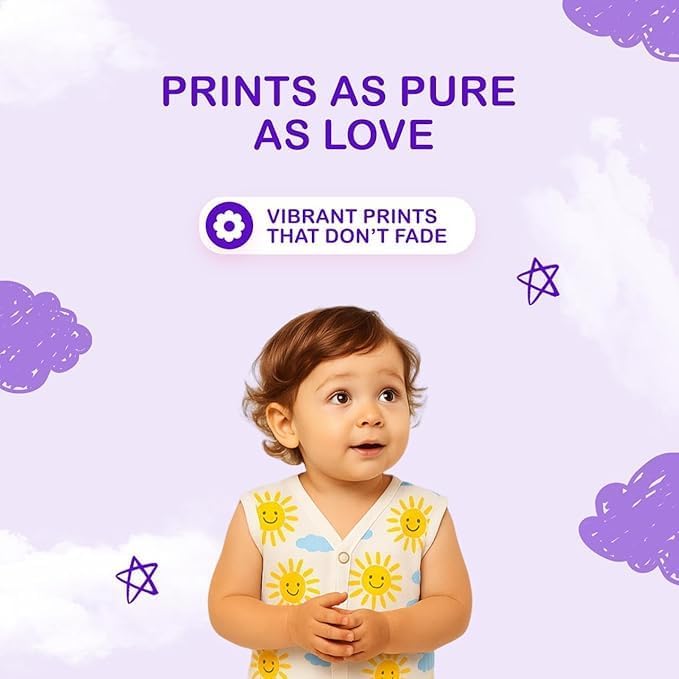 Image of Kidbea Newborn Baby Unisex Jhabla | 100% Cotton Muslin | Soft & Cozy Summer Wear for Boys & Girls | Multiple Prints for Infant