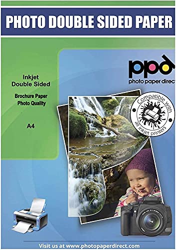 PPD A4 x 100 Hojas de Papel a Doble Cara Para Folletos de Calidad Fotográfica con Acabado Mate - Gramaje de 130 g/m² y Secado Instantáneo - Para Impresora de Inyección de Tinta Inkjet - PPD-40-100