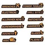 PAIYUE 12PCS Magnetic Tool Box Labels,Car Accessories Magnetic Toolbox Labels,Automotive Tools,Universal General Tool Box Organize Accessories,Suitable for Steel Toolboxes (Orange, B Style)