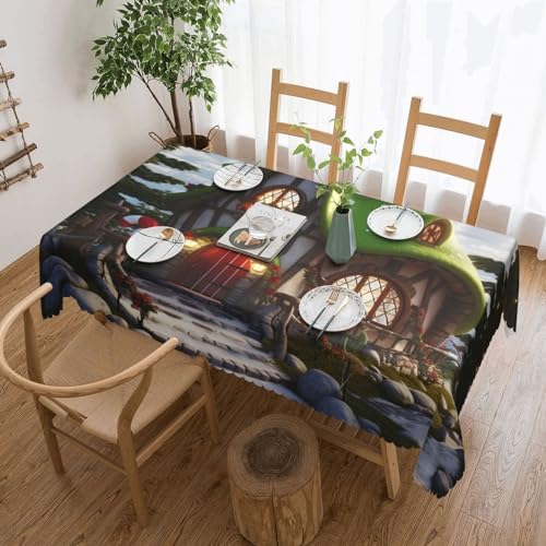 Nappe imprimée maison rectangulaire pour protéger la table des taches - 2