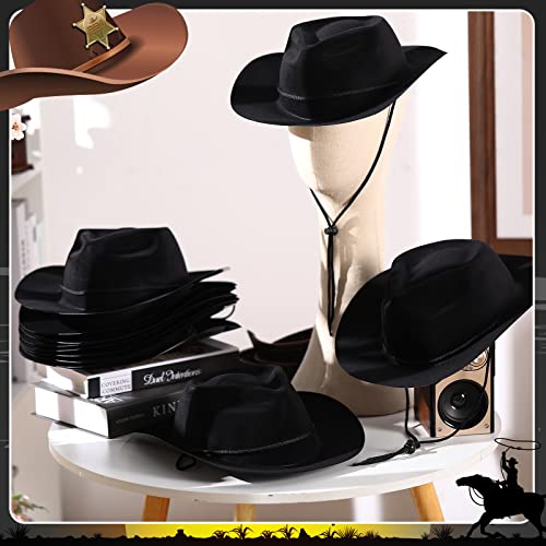Image of Mepase Cowboy Hats Bulk Felt Western Party Wide Brimmed Cowgirl Hats Set for Adults Men Women Costume Party