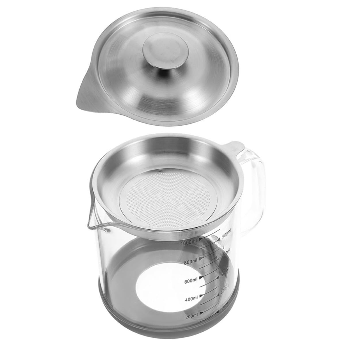 Recipiente para filtro de aceite Hemobllo de 1000ml en vidrio con colador de malla