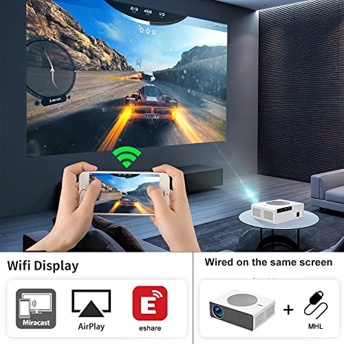 Image of AUN AKEY7 MAX 9.0 Android Version 6500 Lumen, 300inch Display, 3D Ready 4k Full HD Projector 1920x1080P 2GB RAM /16GB ROM Wi-Fi Bluetooth Mira cast Home Theatre White LED Projector