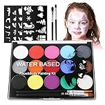 URAQT Kinderschminke Set, 15 Farben Schminkfarben Schminkpalette, Waschbar Face Paint Bodypaint Schminkset, Körperfarbe Kinder für Halloween Karneval Make-up Fasching