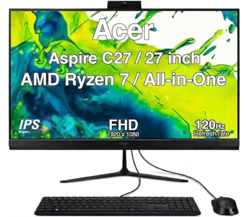 Image of Acer Aspire C27 Professional All-in-One 27 inch IPS FHD Display (AMD Ryzen 7 5825U, 8GB DDR4, 512GB SSD, AMD Radeon, WiFi 6E, Webcam, Bluetooth 5.3, Win 11 Home)