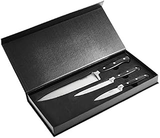 Ross Henery Professional Premium High-Grade High Carbon Stainless Steel Full Tang 3 Piece Kitchen/Chef Knife Set in Black Gift Box