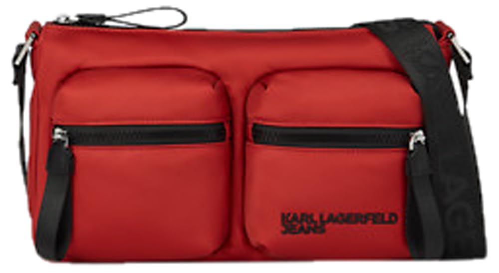 KARL LAGERFELD JEANS Mujer Essential Nylon Crossbody Rojo pompeyano One size