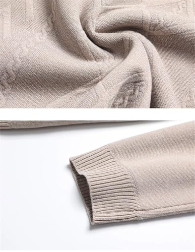 Winter Men's Thick Warm Knitted Sweater Round Neck Solid Color Casual Pullover Sweater 6