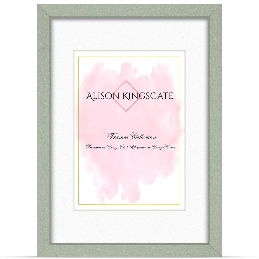 Alison Kingsgate A1 Green Picture Frame with A2 Mount - Engineered Wood Photo Frame with Precision Cut Cardboard Mount - Ideal for Posters -Sizes & Colours Available — image 1