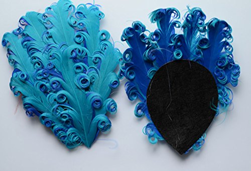 Lyracces Lots 6pcs Artificial Curly Goose Nagorie Feather Pad Plume Appliques Trim for Toddlers Child Girls Headbands (Turquoise Blue)