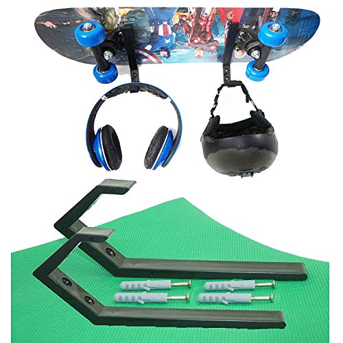 Pmsanzay Skate Skateboard Ski Snowboard Wakeboard Wall Mount Rack | Skateboard Storage Rack Storage Display Holder | for Storing Your Skateboard or Longboard Skate and Helmet | Easy to Install.