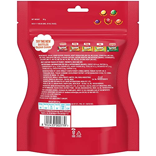 Image of Skittles Original Chewy Fruit Candy Sharing Pack, Bite-Size Fruity Flavours (Lemon, Apple, Grape, Strawberry, Orange), Imported Candies, 90g, Pack of 6