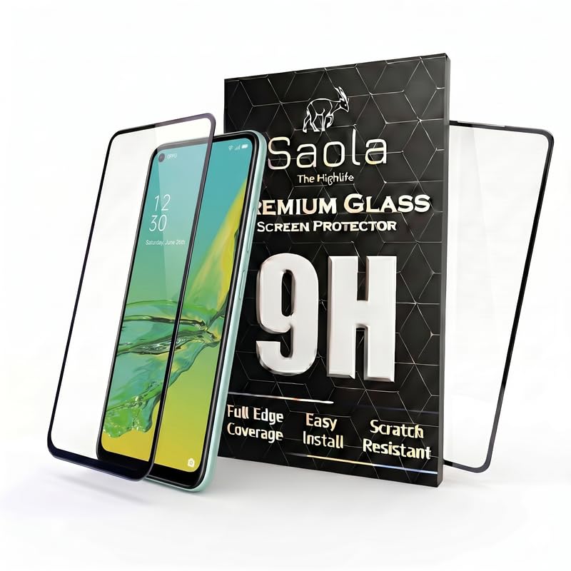 Image of Saola HD+ Oleophobic Tempered Glass Screen Protector For Oppo A33 (Pack Of 2) with Free Installation Kit. Full screen Coverage - 6.5 inch