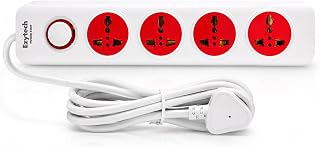 Ezytech EZ401W Power Strip Extension Cord 10 Amp Output 240 Volts with 2.5 Mtr Power Cord | 4 Universal Sockets + Master S... Price In India