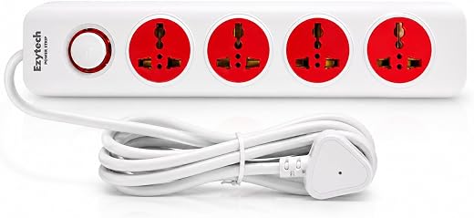 Ezytech EZ401W Power Strip Extension Cord 10 Amp Output 240 Volts with 2.5 Mtr Power Cord | 4 Universal Sockets + Master S...