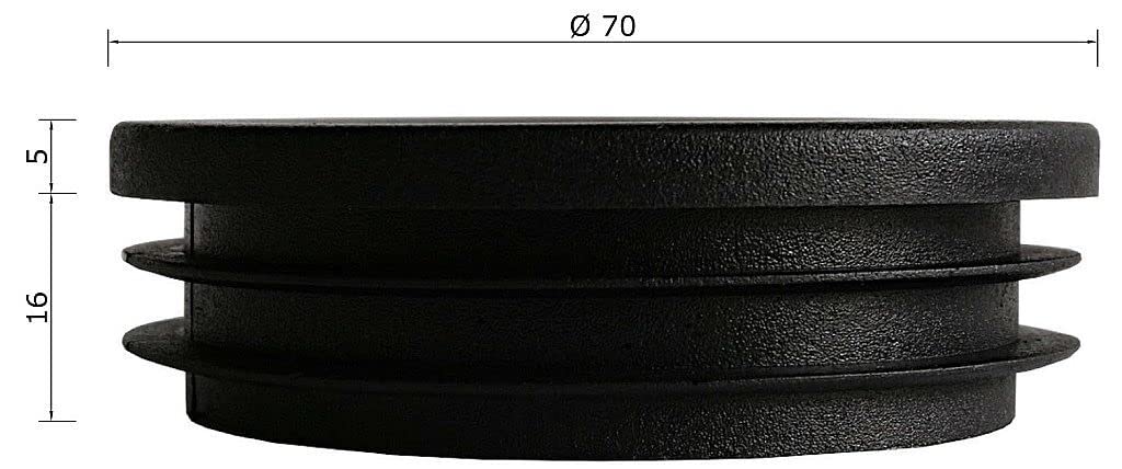TIBU Tapones de láminas redondos, tapones para tubos, tapas para los extremos, tapas deslizantes en todos los tamaños, 50 unidades, tubo redondo Ø 70 x 2 mm