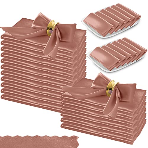 Manyshofu Satin-Servietten, 45.7x45.7 cm, Satin-Stoffservietten, quadratisches Satin-Stoff-Servietten-Set - elegante und glatte Tischservietten für Hochzeit, Abendessen, Party, Restaurant, 20 Stück Cover