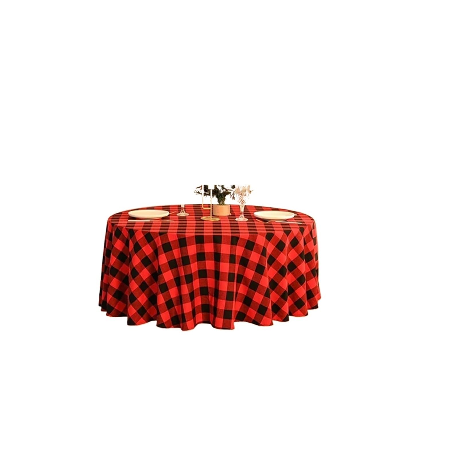 BTGYTTKL Checkered Tablecloth Tartan Red Plaid Snowflake Tablecloth Washable Checkered Rectangle/Round Fabric Table Cloths Holiday Decorations