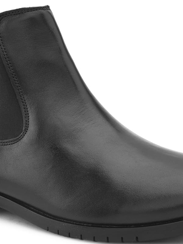 Image of Men's Genuine Leather Chelsea Boots I Premium Comfortable Slip-On Ankle Boots I Cushioned insole I Anti slip sole I Durable Stylish Leather Boots for Office & Daily Use