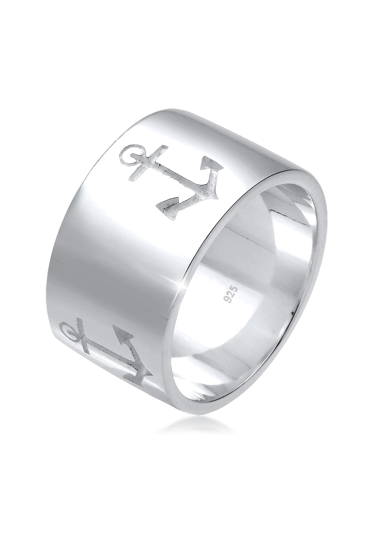 Elli Women's 925 Sterling Silver Xilion Cut Anchor Ring, Size Q