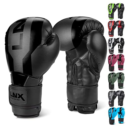 LNX Boxhandschuhe Stealth - Männer Frauen 8 10 12 14 16 Oz - ideal für Kickboxen Boxen Muay Thai MMA Kampfsport UVM Ultimatte Black (002) 12 Oz