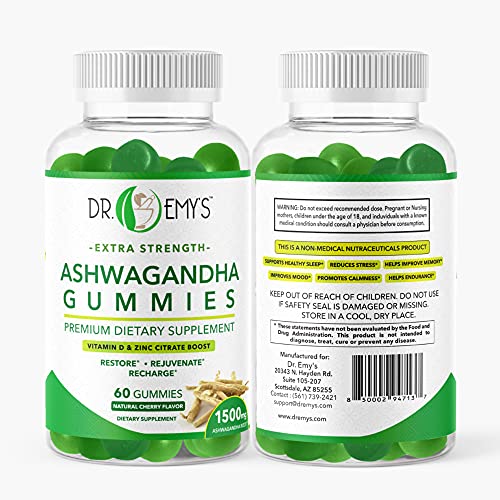 Ashwagandha Gummies by Dr Emy’s. Vitamin D, Zinc Citrate Boost Supplement Stress Relief, Sleep, Immune System Ashwa… - Image 7