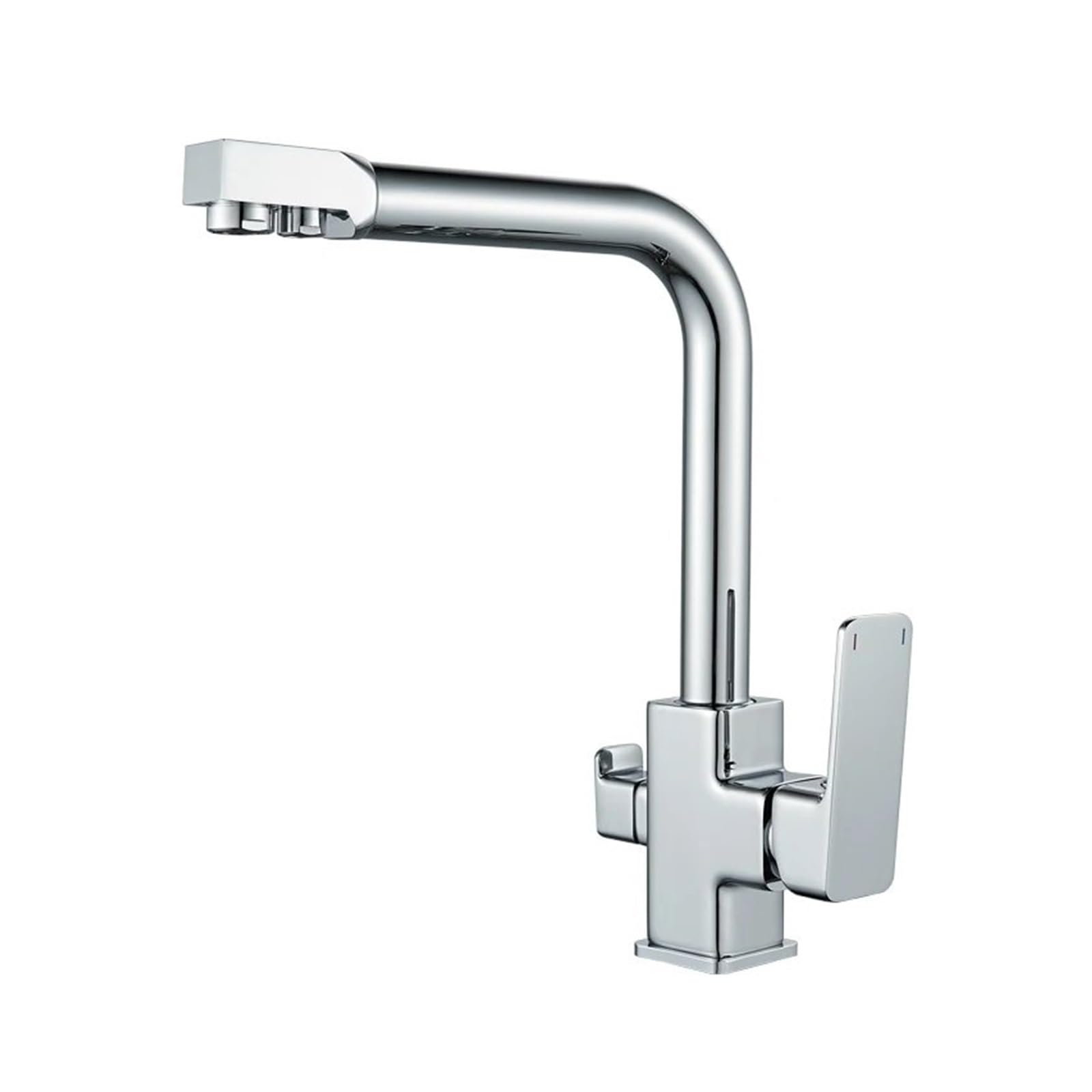 FCXWEVR 360° Rotating Kitchen Faucet with Filter Deck Mounted Mixer Tap Stainless Steel Silver 38mm Hose Size Modern Design for Effortless Water Control and Versatile Use