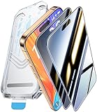 Tentoki für iPhone 16 Pro Max für Panzerglas Sichtschutz, 25° Anti-Spionage kompatibel mit Face ID, 9H Schutzglas Glas,[Auto Dust Elimination mit Ultra Fit Tray] 2 Stück