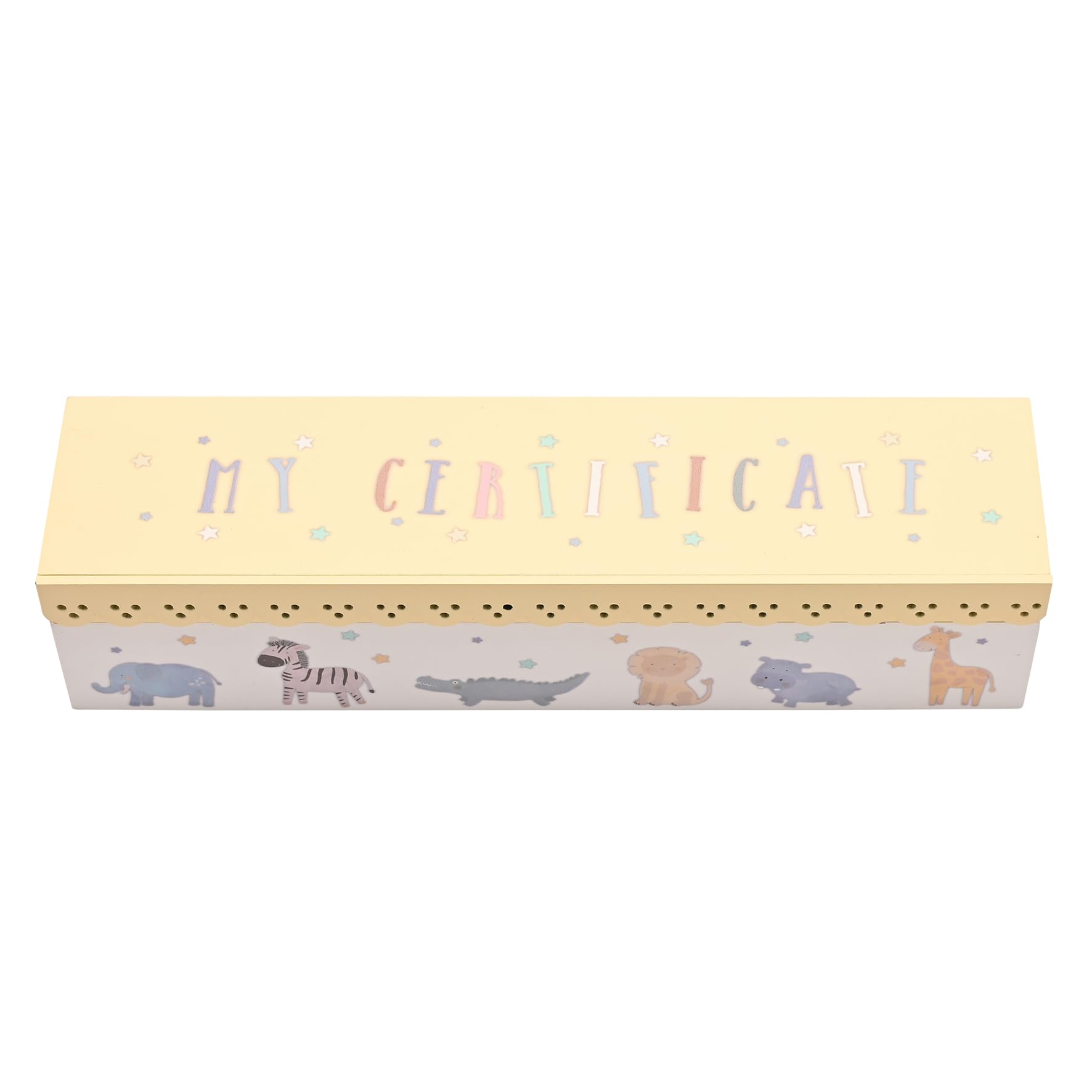 Widdop And Co Men's White Petit Cheri Scallop Animal Certificate Holder – Wooden Keepsake Storage Box For Baby Boys & Girls, Kids & Children – Birth Certificate, Christening & Milestone Docut Holder – H: 6Cm X W: 23.5Cm