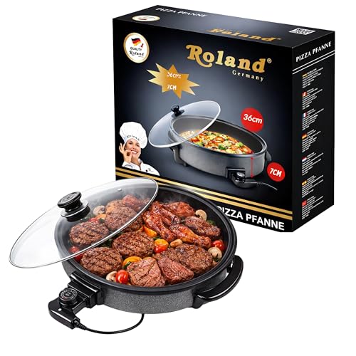 Roland Germany Pizza Pfanne 36 m Extra Tief 7cm Höhe mit Glasdeckel Elektrische Pizzapfanne (36/7 cm)