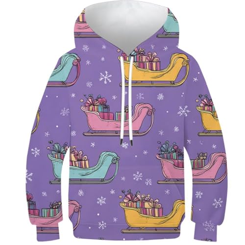 Sweat-shirt à capuche imprimé 3D coloré pour ados filles et garçons de 9 à 11 ans avec poche