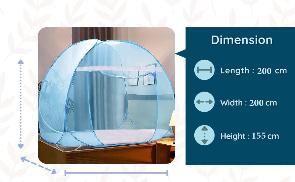 Image of Mosquito Net for Double Bed | King Size Foldable Machardani | 6.5 x 6.5 Feet Polyester 30GSM Strong Net |PVC Coated Corrosion Resistant Steel Wire