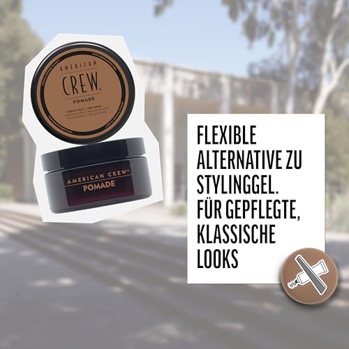 Foto von AMERICAN CREW – Pomade, 85 g, Stylingprodukt für Männer, Haarprodukt mit mittlerem Halt, Haarpomade auf Wasserbasis, optimal für glatte Frisuren mit viel Glanz