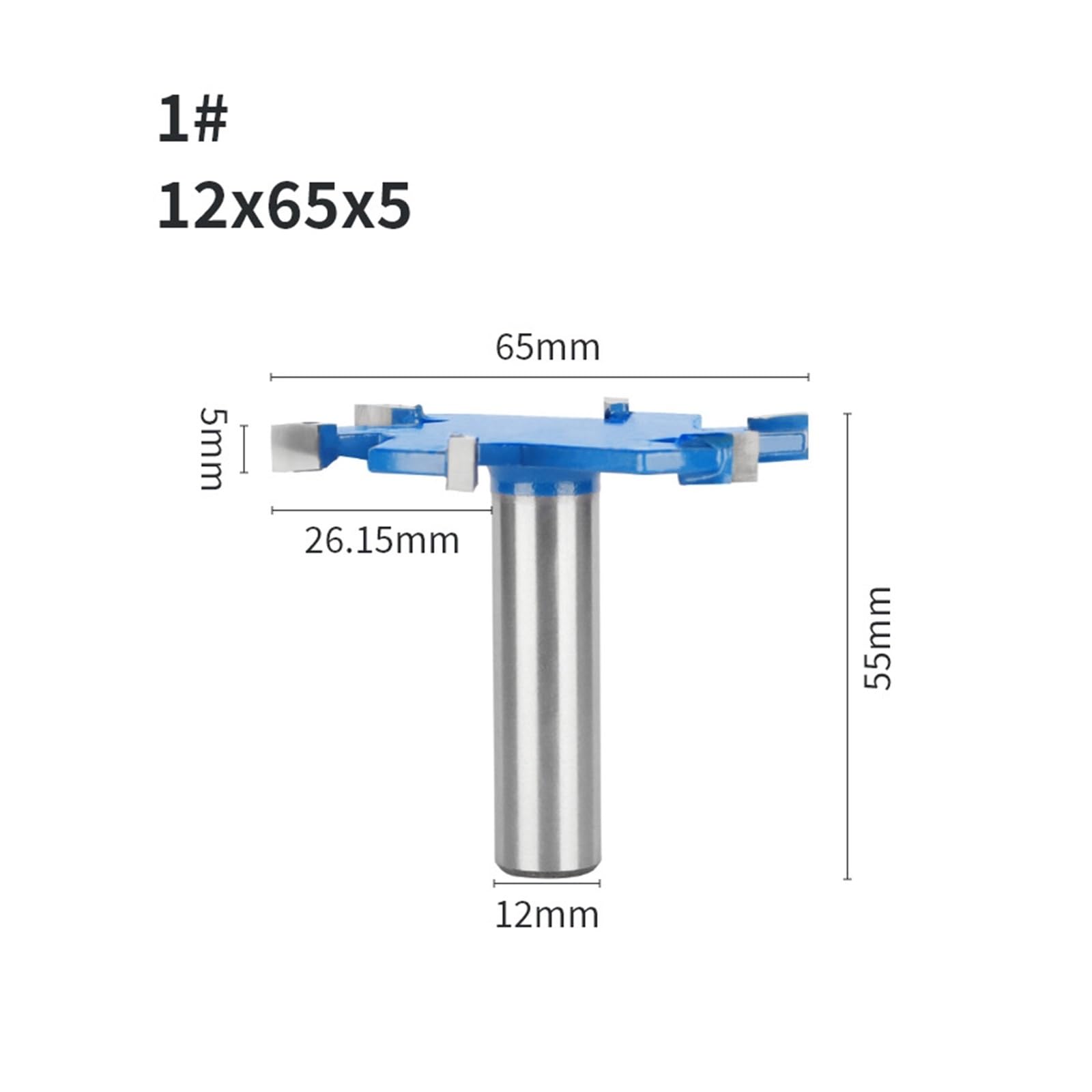 1pc Sei Lame Z6 T Tipo Sbozzare Cutter 6 Frese Router Bit Lavorazione Del Legno Fresatura for Viso Mill End Strumenti(12x65x5)
