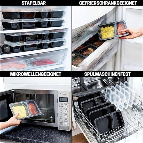 Foto von Igluu Meal Prep Boxen mit Deckel (10er-Pack) - wiederverwendbar, mikrowellen-, gefrier-, spülmaschinengeeignet, stapelbar - 828ml Fassungsvermögen - 1 großes Fach - aus BPA-freiem Kunststoff