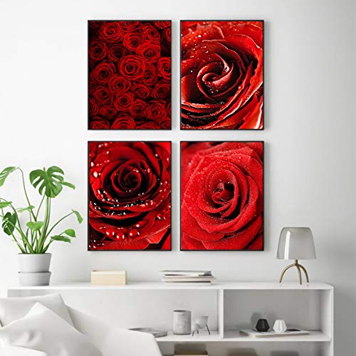 Imprimés d'art mural salon KEBIA - Toile décoration maison fleurs rouges 40x60
