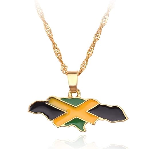Askana Fashion Unisex Country Flag Map Gold Pendant Necklace Trinidad and Tobago