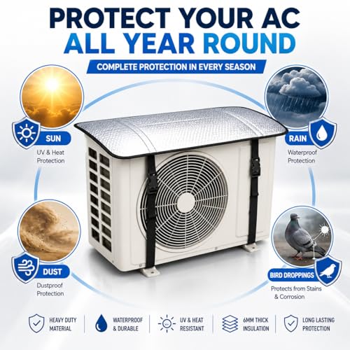 Image of AC Outdoor Unit Protector Cover | Waterproof & Heat Resistant Insulation Sheet | Heavy Duty AC Outdoor Cover for 1.5 Ton Split AC | Sun, Rain & Dust Protection