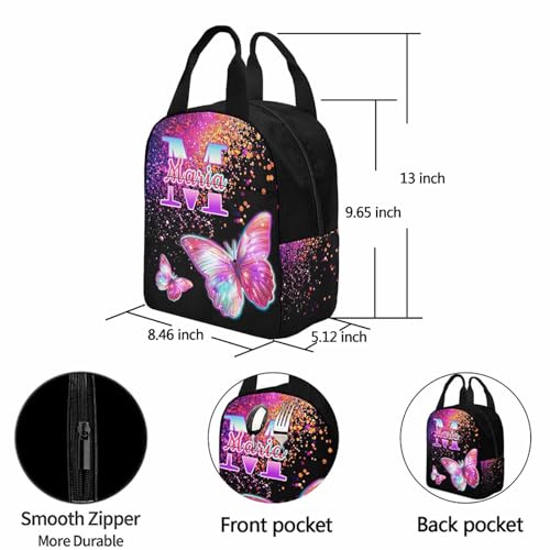 Personalized Backpacks for Girls with Lunch Bag, Customized Backpack Girls Kids Bookbag Lunch Box Water Bottle Set, Pink Butterfly Casual Daypacks Schoolbag for Back to School Elementary4