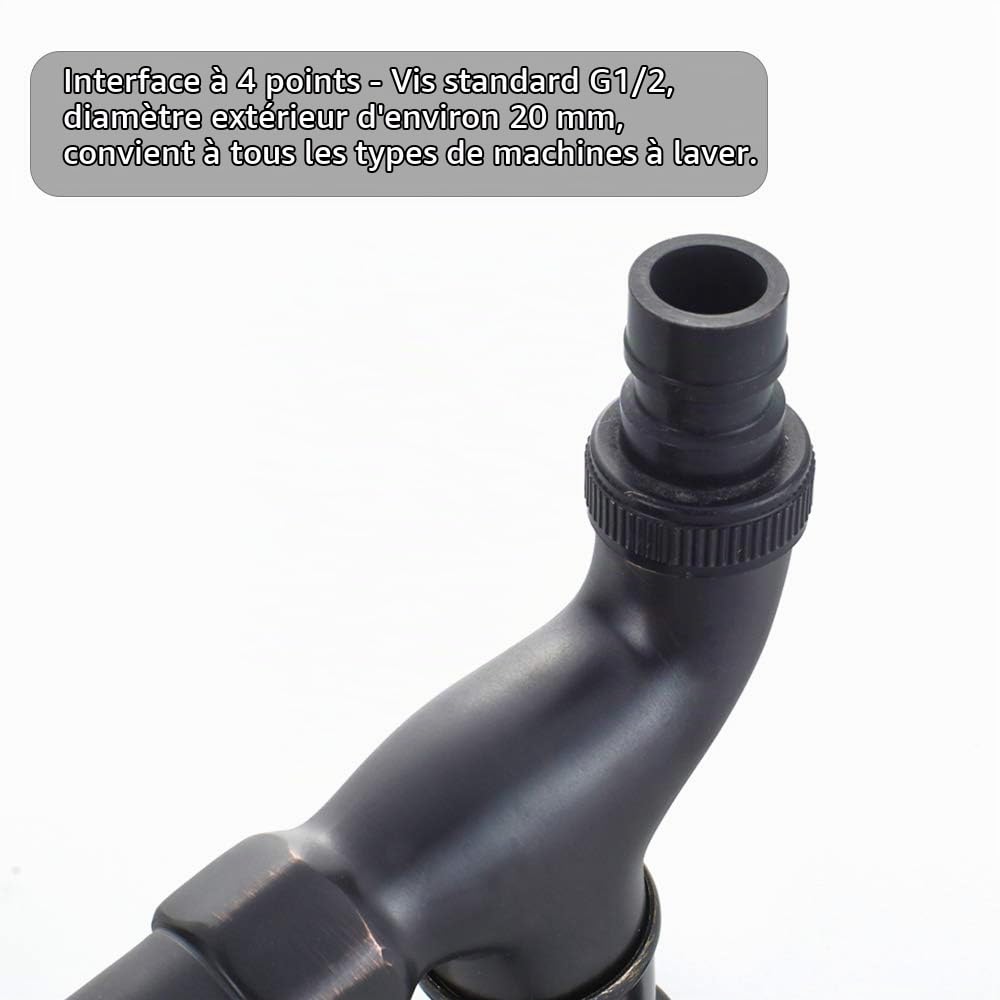 Robinet de Machine à Laver en Laiton avec Bec d'évier G1/2 - Robinet de Vadrouille à Poignée Croisée Antique pour Lavabo Jardin (Noir)